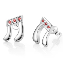 New Arrival smooth silver dark red zircon socks  silver plated Earrings for women fashion jewelry Earring /RAKFQXMI KLXQOIZE 2024 - buy cheap