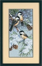 Top Quality Lovely Counted Cross Stitch Kit Chickadees and Pinecones in Winter Snow Birds DIM 13673 2024 - buy cheap