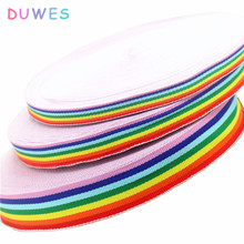 DUWES  Free shipping rainbow 50y/lot jacquard knitting Double face ribbon hairbow headwear decoration wholesale accessories D712 2024 - buy cheap