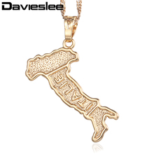 Davieslee Womens Pendant Neckalce Matte Italie Italy Map Champagne Gold Pendant For Woman Jewelry 2018 Gifts Dropshipping LGP317 2024 - buy cheap