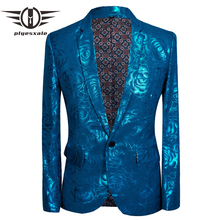 Plyesxale Hip Hop Blazer Men 2018 New Arrival Shiny Red Blue Rose Pattern Man Blazer Casual Suit Jacket DJ Mens Stage Wear Q486 2024 - buy cheap