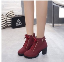 Plus Size Ankle Boots Women Platform High Heels Buckle Shoes Thick Heel Short Boot Ladies Casual Footwear Drop Shipping 2024 - buy cheap