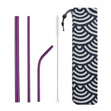 Colorful 5Pcs Mini Short 6mm Purple 304 Stainless Steel Straws Reusable Drinking Straw Bent Metal Straw with Cleaning Brush Bag 2024 - buy cheap