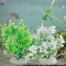 Plantas acuáticas decorativas para pecera, adornos artificiales de color blanco y verde para acuario 2024 - compra barato