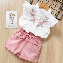 Kids Baby Girl 2pcs Floral Sleeveless Tops Shirt Pink Short Pants Legging Outfits Clothes Baby Summer Clothes Outfits Set 2024 - buy cheap