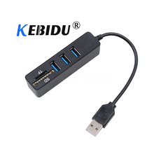 KEBETEME 480Mbps 2 in 1 Combo Super Speed USB 2.0 3 Port Splitter HUB+TF SD Card Reader For Windows For Mac 2024 - buy cheap