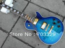 new blue quilted top guitar hot guitars free shipping high quality OEM custom grover tuner music mahogany body rosewod fretboard 2024 - buy cheap