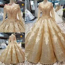 Custom Made Ball Gown Lace Sequins Beaded Vintage Wedding Dresses Long Sleeves Wedding Gowns Bridal Gown 2021 Real Photo WD10 2024 - buy cheap