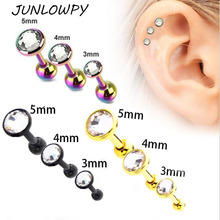 JUNLOWPY Crystal Piercing Labret Stud Langue Lip Stud Piercing Ear Cartilage Ear Stud Ombligo Earring Ear Piercing Body Jewelry 2024 - buy cheap