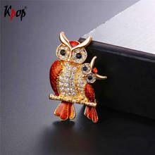 Kpop Austrian Rhinestone Two Head Cute Owl Broochs Accessory Gold/Silver Color Lovely Gift Pin Animals Jewelry Brooch B2723 2024 - buy cheap