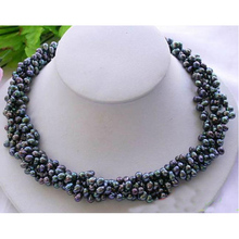 4Rows 6-7mm Black Rice Freshwater Cultured Pearl Necklace,Shell Flower Clasp,Perfect Women Chirstmas Gift  Pearl Jewellery 2024 - buy cheap