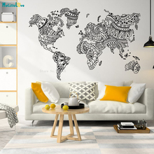 New World Map Mandala Wall Decal Boho Decor Ideas Bohemian Home Decor Living Room Removable Art Exquisite Murals Vinyl YT1482 2024 - buy cheap