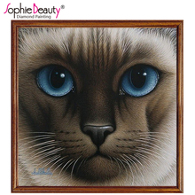 Sophie beleza diy pintura diamante adesivos decorativos strass mosaico ponto cruz padrão artesanal bordado gato rosto artes 2024 - compre barato