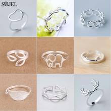 SMJEL Bohemia Leaf Rings Trendy Lovely Cat Deer Elephant Finger Rings for Women Men Couple Lover Jewelry Wholesale Anel Accessor 2024 - buy cheap