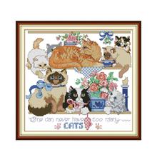 Joy Sunday Eight Kittens Cross Stitch Patterns Animals Canvas Embroidery DMC Kit Floss Counted Cross Aida Fabric DIY Needlework 2024 - buy cheap