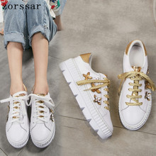 2019 New Women Flat Platform Sneakers Shoes Ladies Genuine Leather Thick bottom Casual Shoes Lace up Flats Moccasins creepers 2024 - buy cheap