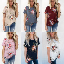 Boho Womens Summer Casual Floral Print Shirts Chiffon Top Beach Loose Blouse Clothes Fashion Short Sleeve Chiffon Clothing 2024 - buy cheap