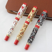 Luxury Gift Pen Jinhao Grey and Red 3D Dragon and Phoenix gel pen 0.7mm Metal Ink Pens Office Supplies Roller Ball Pen 2024 - buy cheap