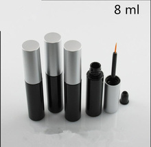 50 pcs Free Shipping 8 ml Black Plastic Eyelash Growth liquid Cosmetic Packaging Containers Silver Cap Mascara Sample Bottles 2024 - buy cheap