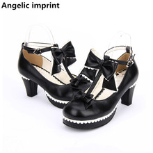 Zapatos con estampado angelical para mujer, calzado de tacón alto para cosplay de lolita, vestido de princesa, zapatos de fiesta, lazos de encaje de 6,5 cm 2024 - compra barato