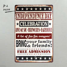 DL-INDEPENDENCE DAY Iron Painting Plaque Wall ART retro style metal decoration Mix order 20*30 CM 2024 - buy cheap