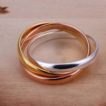 925 jewelry silver plated Ring Fine Fashion Three Color Circle Ring Women&Men Gift Silver Jewelry Finger Rings SMTR058 2024 - buy cheap