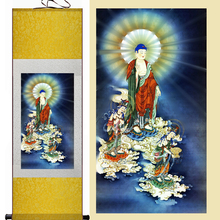 1 Juego de 140*45 cm/100*30 cm pintura china de seda Desplazamiento de pared imagen de religión Buda retrato sala de decoración para el hogar "el dios del Este" 2024 - compra barato