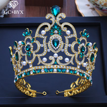 CC big tiaras and crowns hairbands engagement wedding hair accessories for bridal queen jewelry green cz luxury pageant XY206 2024 - buy cheap