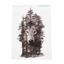 1Pc Waterproof Temporary Tattoo Sticker Wolf Forest Tatto Stickers Flash Tatoo Fake Tattoos For Women Men 21*15cm 2024 - buy cheap