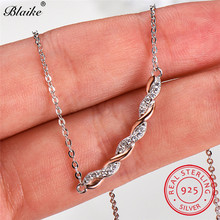 Real s925 Sterling Silver Chains Necklaces For Women Wedding Winding Cross Pendant Clavicle Necklace Female Choker Fine Jewelry 2024 - buy cheap