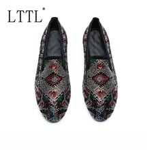 LTTL Newest Style Mixed-color Rhinestone Men Dress Shoes Luxury Fashion Cow Suede Loafers Mens Party And Wedding Shoes 2024 - buy cheap