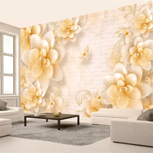 Beibehang-papel tapiz personalizado para sala de estar y dormitorio, Mural 3d en relieve con flores de estilo europeo, papel tapiz para TV 2024 - compra barato
