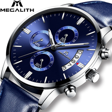 MEGALITH-Reloj de pulsera de cuarzo para hombre, cronógrafo de lujo, resistente al agua, con calendario y fecha, de negocios 2024 - compra barato