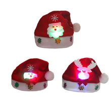 Gorros de Navidad con luces LED para niños, gorro de Papá Noel, Reno, muñeco de nieve, regalos de navidad 2024 - compra barato