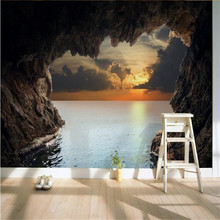 beibehang Modern 3D stereoscopic photo wallpaper living room bedroom TV background beautiful seascape cave wall mural wall paper 2024 - buy cheap
