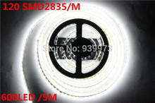 Super Bright 5M 2835 SMD 120led/m 600Leds White  Warm White Flexible LED Strip 12V Non-Waterproof more brighter than 3528 strip 2024 - buy cheap