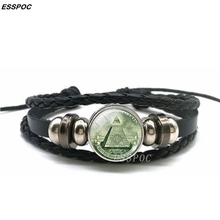 Ancient Egyptian Pyramids Glass Dome Bracelet Art One Dollar Triangle Black Leather Bracelet Fashion Jewelry for Women 2024 - buy cheap