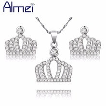 Almei-Conjuntos de joyas de cristal de corona para mujer, regalo para mujer, collar de circonia, Pendientes colgantes con piedra PT848 2017 2024 - compra barato
