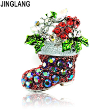 JINGLANG Gold Color Brooches Fashion Rhinestone Flower Red Shoes Brooch Pins Metal For Women Jewelry Christmas Gift 2024 - buy cheap