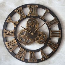 Reloj de pared Vintage de engranaje grande, 3D, Retro, rústico, decoración de pared, arte del reloj Industrial de madera de lujo, 2019 2024 - compra barato