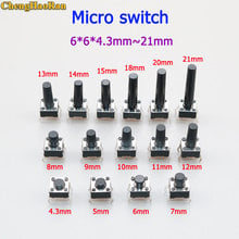 ChengHaoRan 10pcs 6X6X4.3/5/6/7/8/9/10/11/12/13MM Tact Switch Push Micro Button Switch 4PIN DIP For TV/Toys/home use Button 6*6 2024 - buy cheap