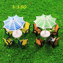 TYS40150 2 Sets Model Train Sun Umbrella Parasols Leisure Chairs Bench Settee N 2024 - buy cheap