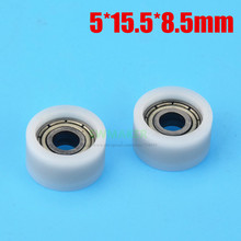 1pcs 5*15.5*8.5mm F flat wheel, rubber bearing, pulley, small wheel 2024 - buy cheap