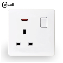 Coswall Wall Power Socket 13A UK Standard Switched Outlet With Red Neon Indicator 2024 - buy cheap