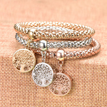 Hollow Tree Of Life Charms Bracelets For Women Gold Popcorn Chain 3pcs Crystal Bracelet sets 2021 Trend Fashion Jewelry 2024 - buy cheap