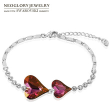 Neoglory Austria Crystal & Czech Rhinestone Charm Bracelet Love Heart Design Elegant Style For Women Romantic Gift Sale 2024 - buy cheap