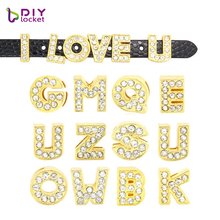 1300pcs 10MM Full Rhinestone Gold Slide Letters New fashion jewelry Fit Wristband LSSL08*1300 2024 - buy cheap