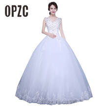 Недорогое модное простое свадебное платье по индивидуальному заказу, Новое поступление 2020, кружевное платье принцессы в Корейском стиле с V-образным вырезом и аппликацией 2024 - купить недорого