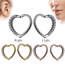 1 Piece Daith Heart Captive Bead Ring Ear Helix Tragus Cartilage Lip Ring Piercing Nose Stud With Press Fit Zircon Body Jewelry 2024 - buy cheap