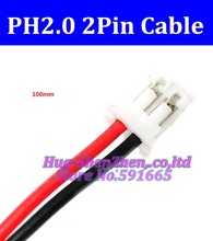Free shipping NEW 50pcs/lot  JST 2.0mm PH2.0 PH 2.0 2pin  connector with cable 100mm wire 24AWG 2024 - buy cheap